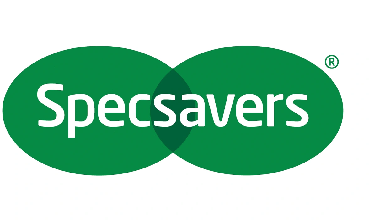 Specsavers logo that is two overlapping green circles with the word Specsavers over the top