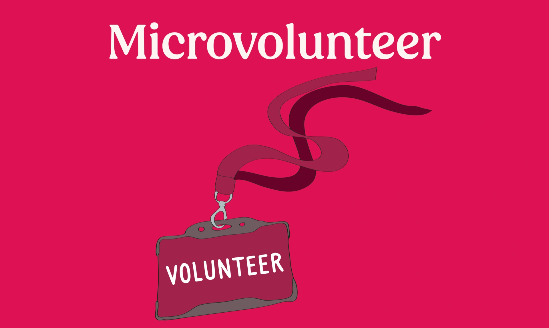 Hand-drawn illustration of a lanyard with a card that says ‘Volunteer’ on it