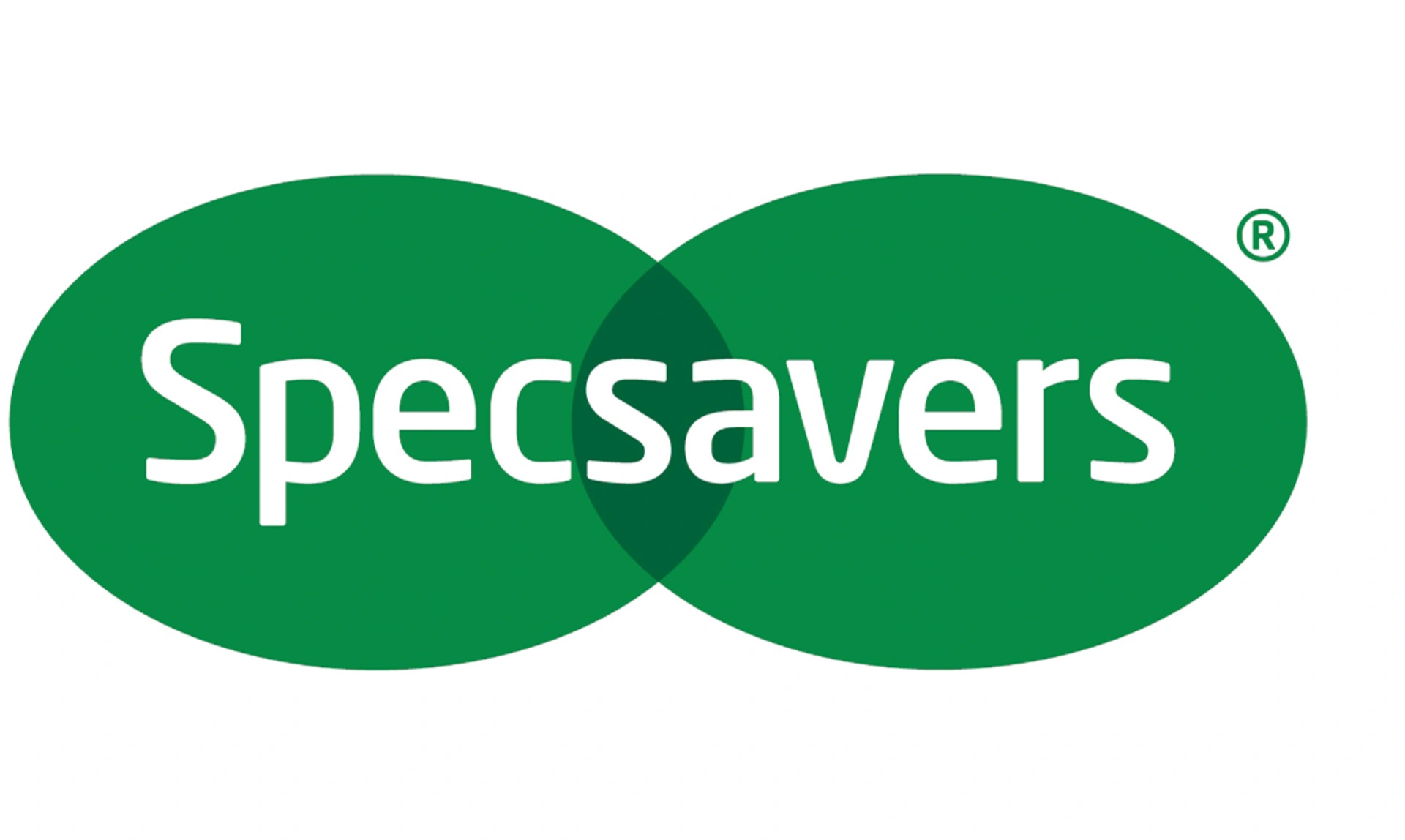Specsavers logo that is two overlapping green circles with the word Specsavers over the top