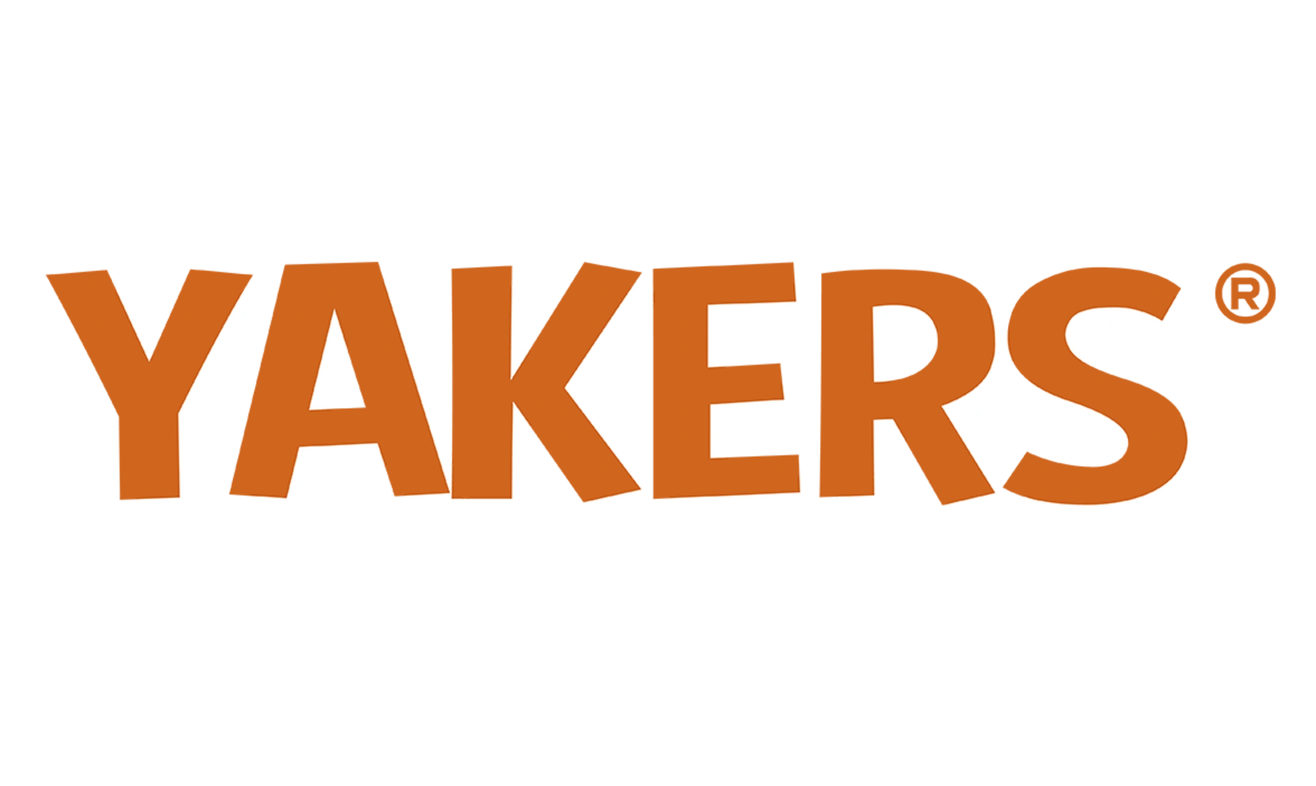 Yakers logo in orange, slightly wonky capital letters