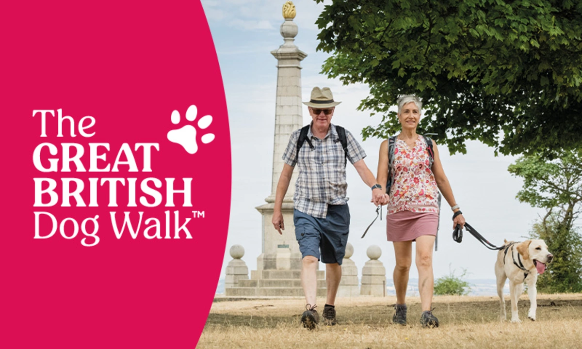 The Great British Dog Walk with an image of a couple walking their dog