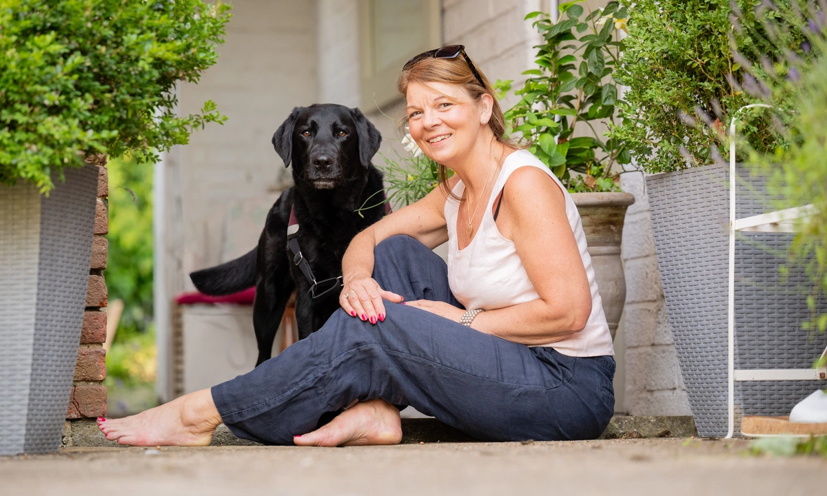 Karen and Spirit sat on the porch